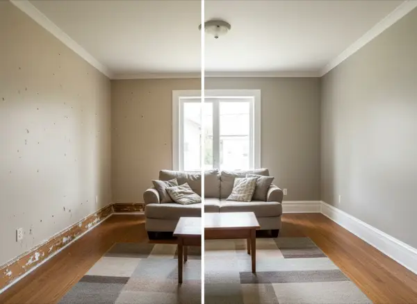 Before and after whole-home interior painting by iPaint Painting in Glenora, Edmonton
