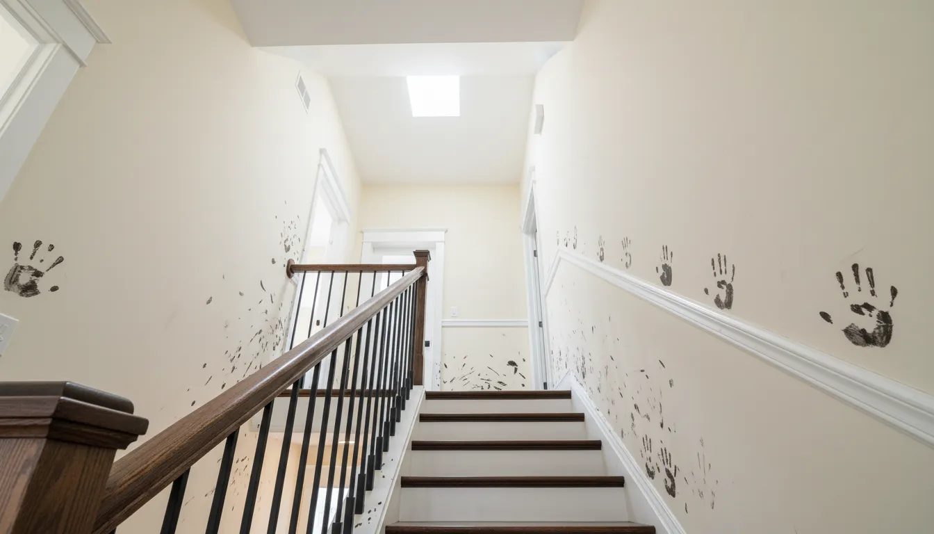 Stairwell before painting